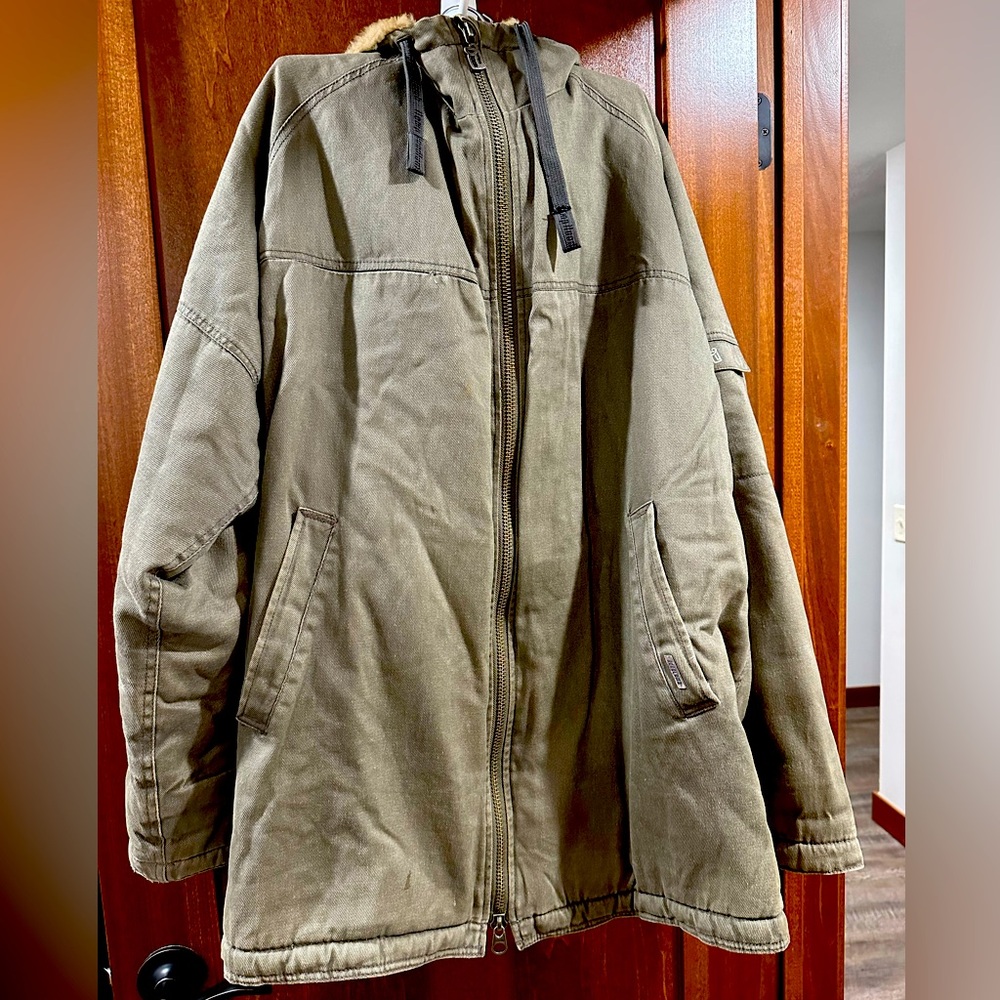 XXL men’s green hemp hoodlamb winter coat